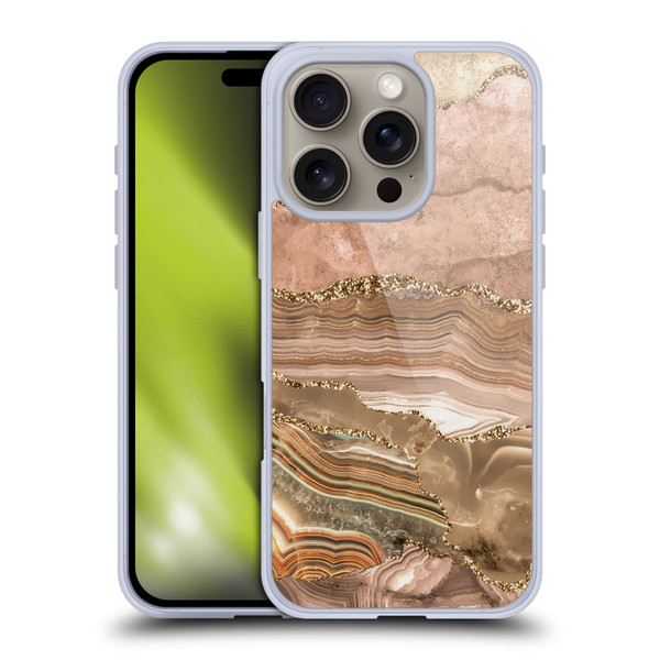 UtArt Wild Cat Marble Beige Gold Soft Gel Case for Apple iPhone 16 Pro