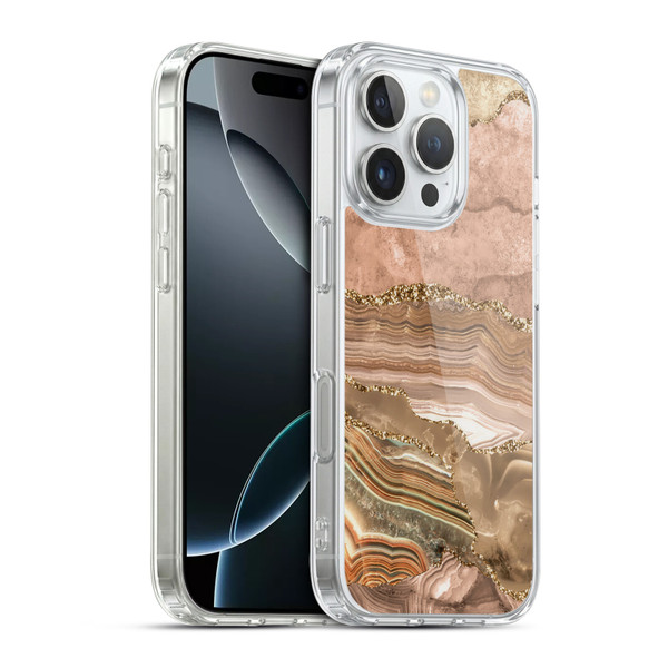UtArt Wild Cat Marble Beige Gold Soft Gel Case for Apple iPhone 16 Pro & MagSafe
