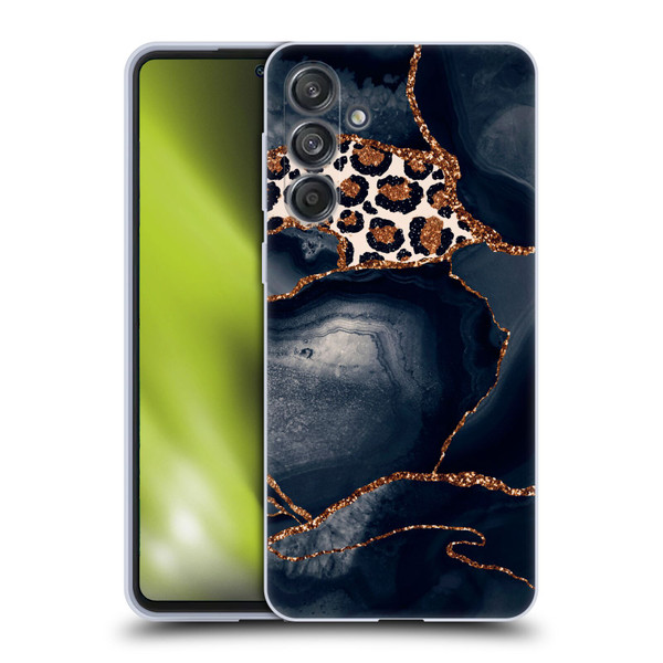UtArt Wild Cat Marble Leopard Soft Gel Case for Samsung Galaxy M55 5G