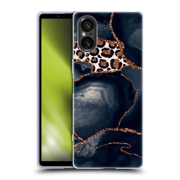 UtArt Wild Cat Marble Leopard Soft Gel Case for Sony Xperia 5 V 5G