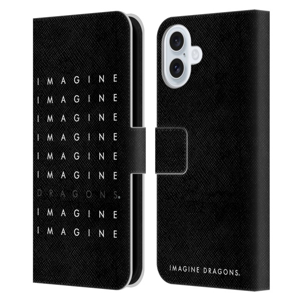 Imagine Dragons Key Art Logo Repeat Leather Book Wallet Case Cover For Apple iPhone 16 Plus