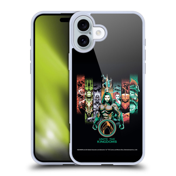 Aquaman Movie Graphics Unite The Kingdoms Soft Gel Case for Apple iPhone 16 Plus