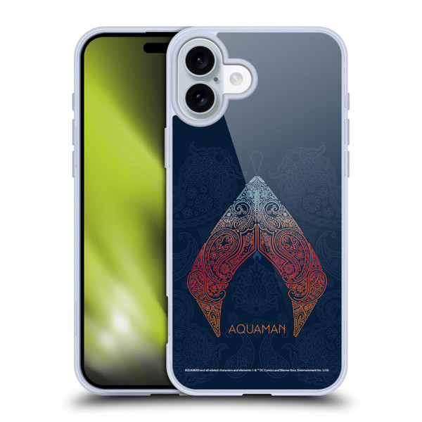 Aquaman Movie Logo Paisley Soft Gel Case for Apple iPhone 16 Plus