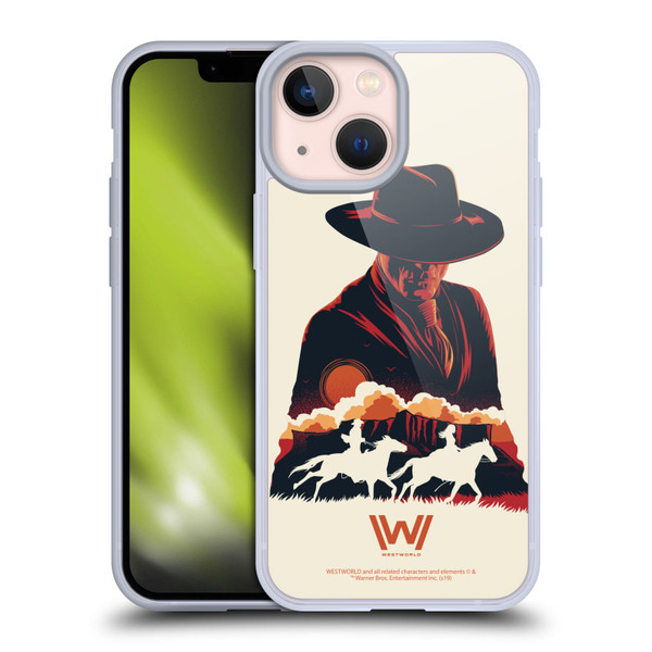 Westworld Graphics Man In Black Soft Gel Case for Apple iPhone 13 Mini