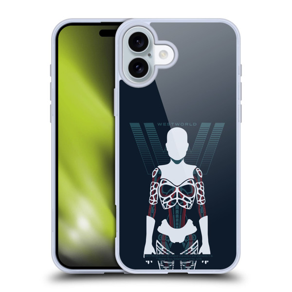 Westworld Graphics Human Host Soft Gel Case for Apple iPhone 16 Plus