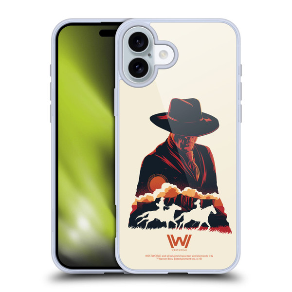 Westworld Graphics Man In Black Soft Gel Case for Apple iPhone 16 Plus