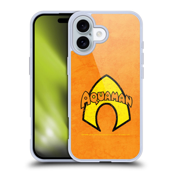 Aquaman DC Comics Logo Classic Distressed Look Soft Gel Case for Apple iPhone 16
