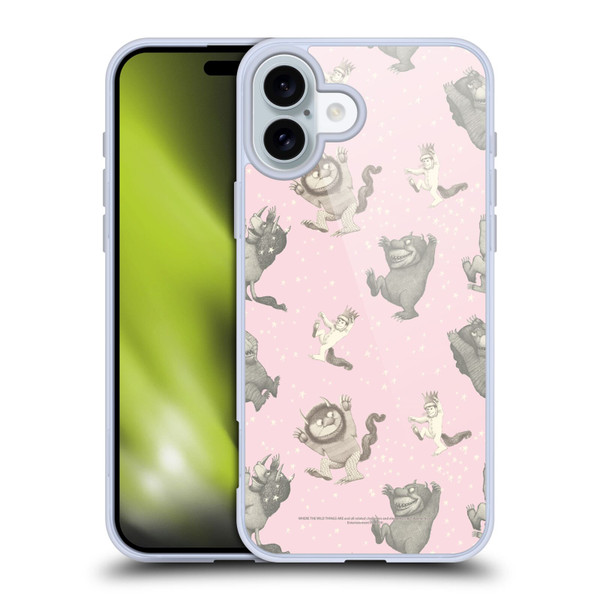 Where the Wild Things Are Literary Graphics Pink Pattern Soft Gel Case for Apple iPhone 16 Plus