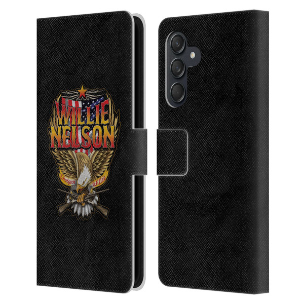 Willie Nelson Grunge Eagle Leather Book Wallet Case Cover For Samsung Galaxy M55 5G