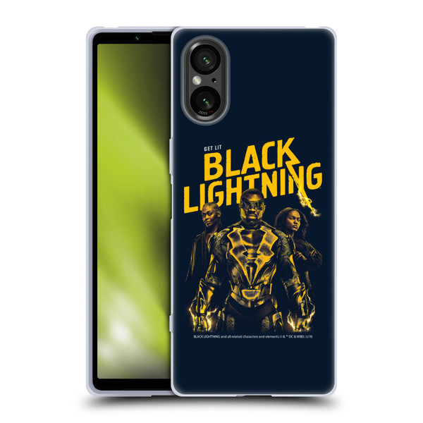 Black Lightning Key Art Get Lit Soft Gel Case for Sony Xperia 5 V 5G