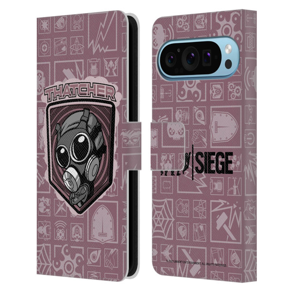 Tom Clancy's Rainbow Six Siege Chibi Operators Thatcher Leather Book Wallet Case Cover For Google Pixel 9 / Pixel 9 Pro