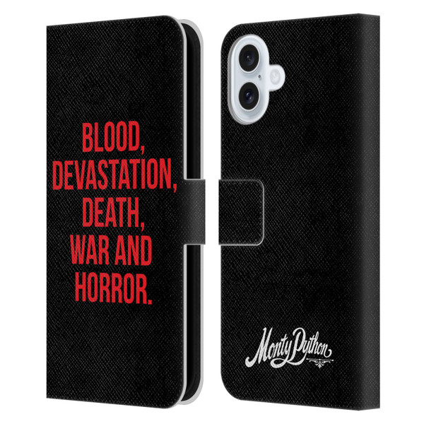 Monty Python Key Art Blood Devastation Death War And Horror Leather Book Wallet Case Cover For Apple iPhone 16 Plus