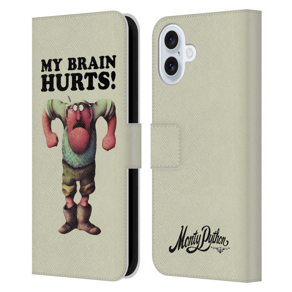 Monty Python Key Art My Brain Hurts Leather Book Wallet Case Cover For Apple iPhone 16 Plus