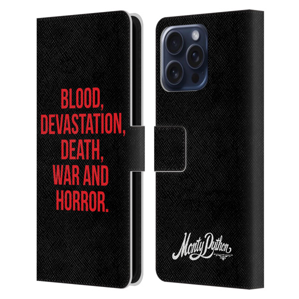 Monty Python Key Art Blood Devastation Death War And Horror Leather Book Wallet Case Cover For Apple iPhone 16 Pro Max