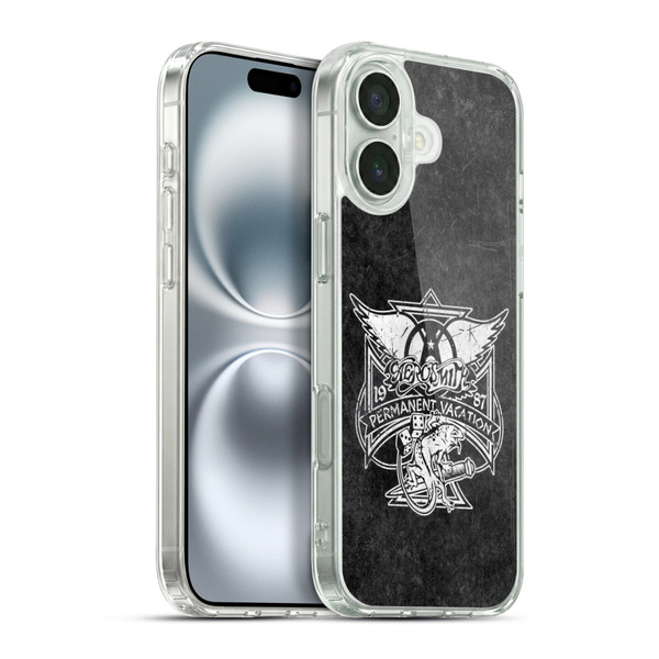 Aerosmith Black And White 1987 Permanent Vacation Soft Gel Case for Apple iPhone 16 Plus & MagSafe