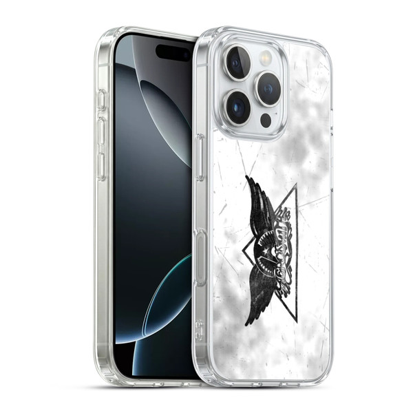 Aerosmith Black And White Triangle Winged Logo Soft Gel Case for Apple iPhone 16 Pro & MagSafe