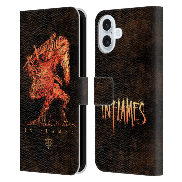 In Flames Metal Grunge Creature Leather Book Wallet Case Cover For Apple iPhone 16 Plus