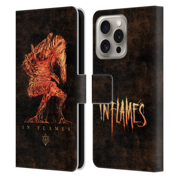 In Flames Metal Grunge Creature Leather Book Wallet Case Cover For Apple iPhone 16 Pro