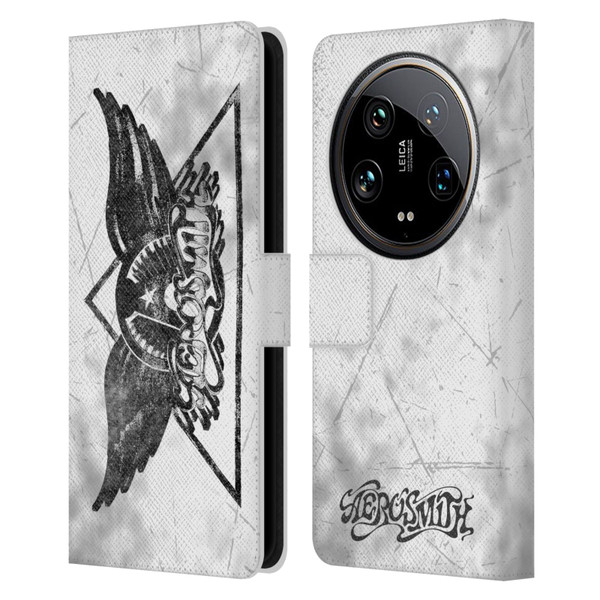 Aerosmith Black And White Triangle Winged Logo Leather Book Wallet Case Cover For Xiaomi 14 Ultra