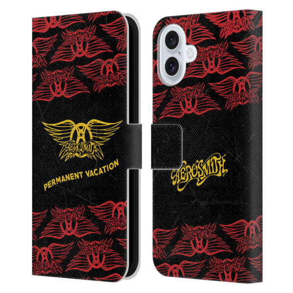 Aerosmith Classics Permanent Vacation Leather Book Wallet Case Cover For Apple iPhone 16 Plus