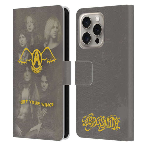 Aerosmith Classics Get Your Wings Leather Book Wallet Case Cover For Apple iPhone 16 Pro