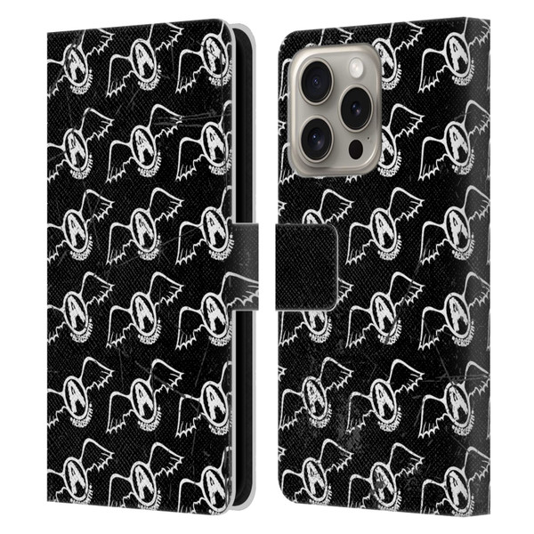 Aerosmith Classics Logo Pattern Leather Book Wallet Case Cover For Apple iPhone 16 Pro