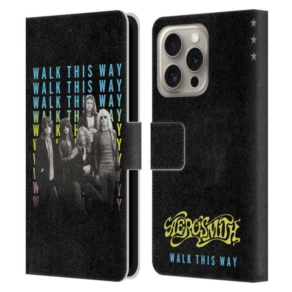 Aerosmith Classics Walk This Way Leather Book Wallet Case Cover For Apple iPhone 16 Pro