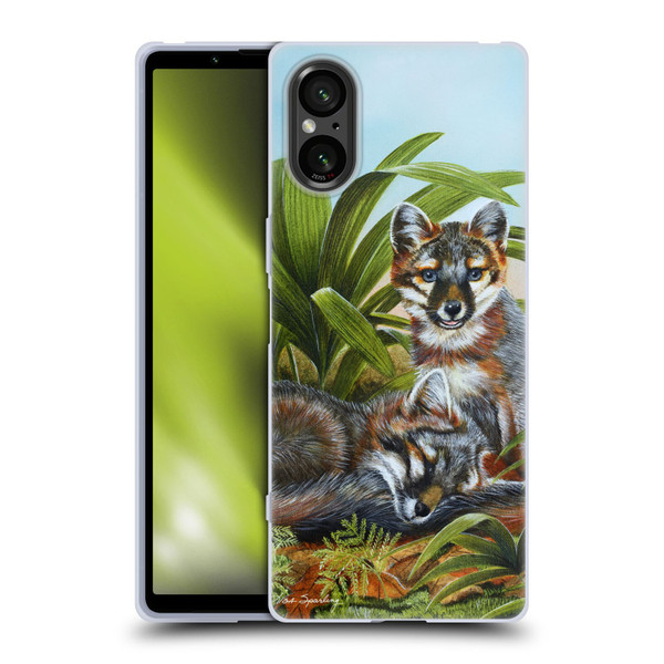Lisa Sparling Creatures Red Fox Kits Soft Gel Case for Sony Xperia 5 V 5G