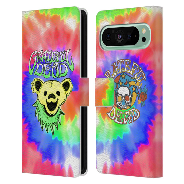 Grateful Dead Trends Bear Tie Dye Leather Book Wallet Case Cover For Google Pixel 9 Pro XL