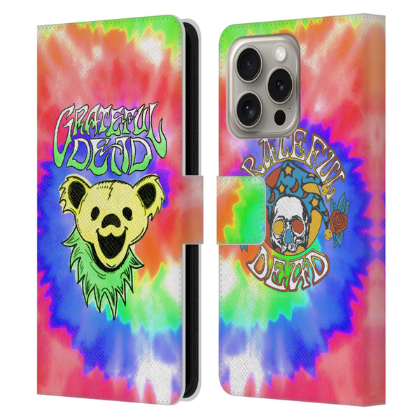 Grateful Dead Trends Bear Tie Dye Leather Book Wallet Case Cover For Apple iPhone 16 Pro