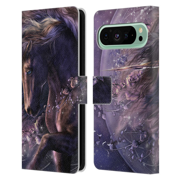 Laurie Prindle Fantasy Horse Chimera Black Rose Unicorn Leather Book Wallet Case Cover For Google Pixel 9 Pro XL