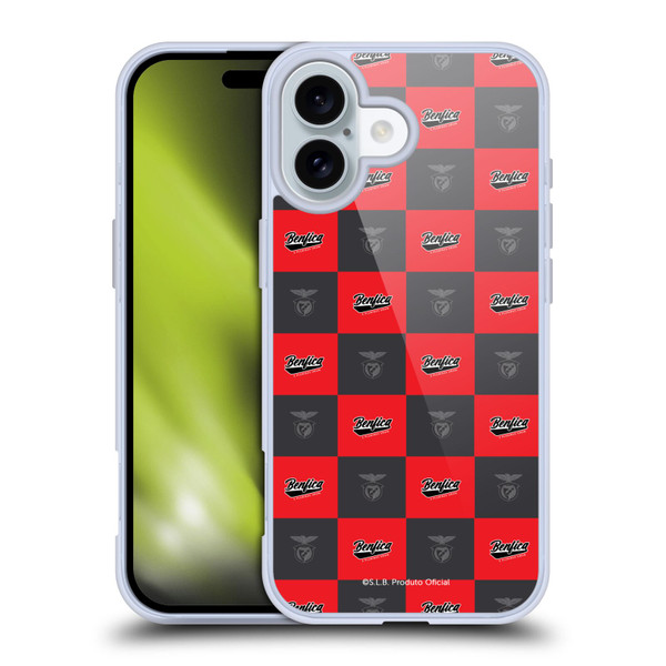 S.L. Benfica 2021/22 Crest Logo Pattern Soft Gel Case for Apple iPhone 16
