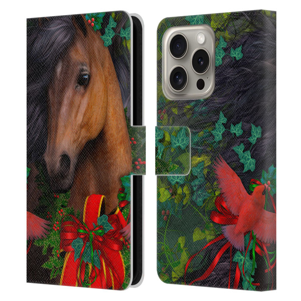 Laurie Prindle Western Stallion A Morgan Christmas Leather Book Wallet Case Cover For Apple iPhone 16 Pro