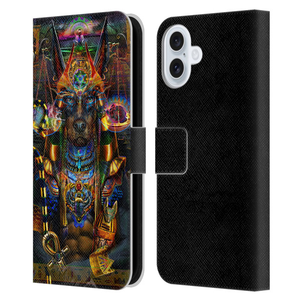 Jumbie Art Gods and Goddesses Anubis Leather Book Wallet Case Cover For Apple iPhone 16 Plus