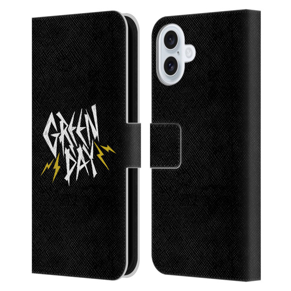 Green Day Graphics Bolts Leather Book Wallet Case Cover For Apple iPhone 16 Plus