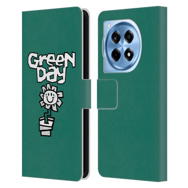 Green Day Graphics Flower Leather Book Wallet Case Cover For OnePlus 12R