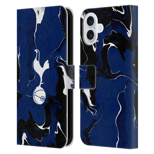Tottenham Hotspur F.C. Badge Marble Leather Book Wallet Case Cover For Apple iPhone 16 Plus