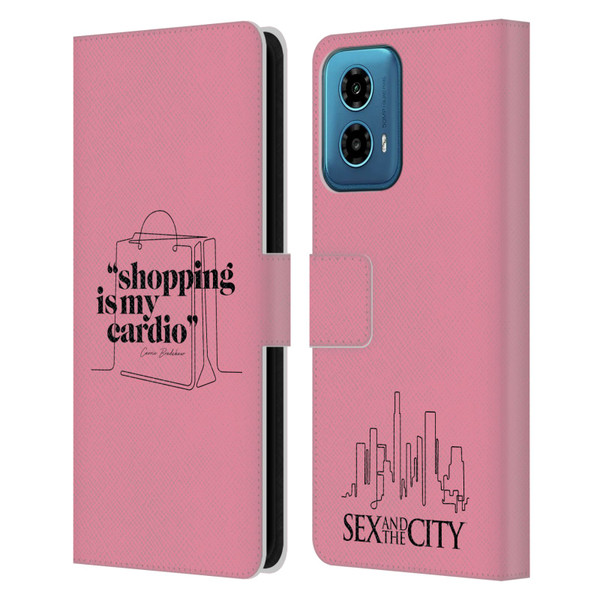 Sex and The City: Television Series Characters Shopping Cardio Carrie Leather Book Wallet Case Cover For Motorola Moto G34 5G
