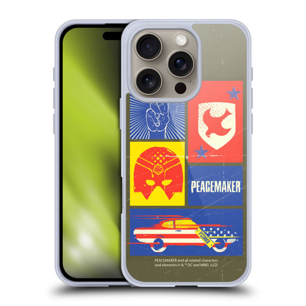 Peacemaker: Television Series Graphics Icons Soft Gel Case for Apple iPhone 16 Pro