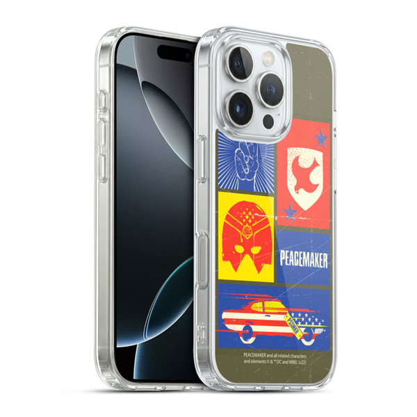 Peacemaker: Television Series Graphics Icons Soft Gel Case for Apple iPhone 16 Pro & MagSafe