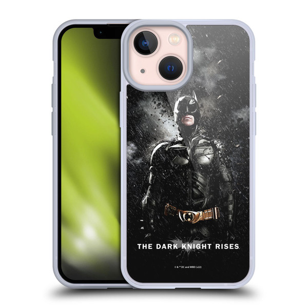 The Dark Knight Rises Key Art Batman Rain Poster Soft Gel Case for Apple iPhone 13 Mini