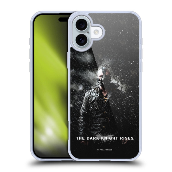The Dark Knight Rises Key Art Bane Rain Poster Soft Gel Case for Apple iPhone 16 Plus