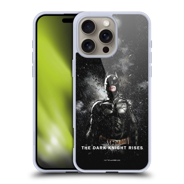 The Dark Knight Rises Key Art Batman Rain Poster Soft Gel Case for Apple iPhone 16 Pro Max
