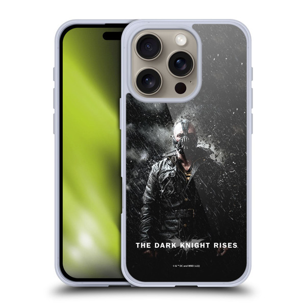 The Dark Knight Rises Key Art Bane Rain Poster Soft Gel Case for Apple iPhone 16 Pro
