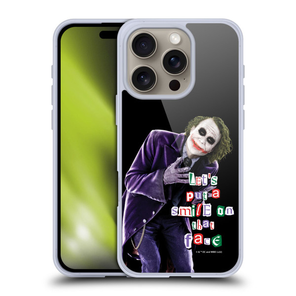The Dark Knight Graphics Joker Put A Smile Soft Gel Case for Apple iPhone 16 Pro