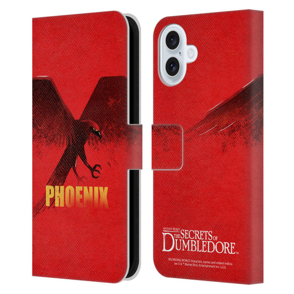 Fantastic Beasts: Secrets of Dumbledore Graphic Badges Phoenix Leather Book Wallet Case Cover For Apple iPhone 16 Plus