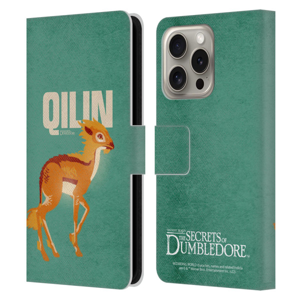 Fantastic Beasts: Secrets of Dumbledore Graphic Badges Qilin Leather Book Wallet Case Cover For Apple iPhone 16 Pro