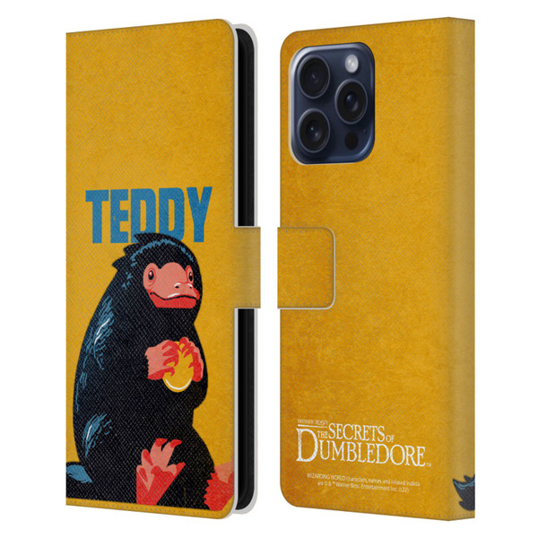 Fantastic Beasts: Secrets of Dumbledore Graphic Badges Teddy Leather Book Wallet Case Cover For Apple iPhone 16 Pro Max