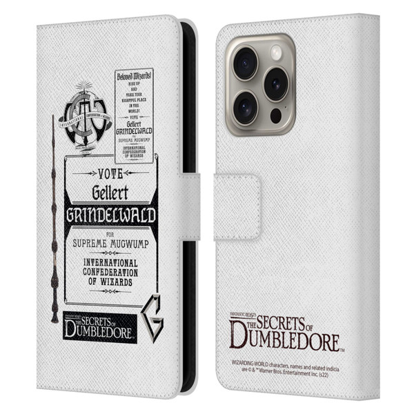 Fantastic Beasts: Secrets of Dumbledore Graphics Gellert Grindelwald Leather Book Wallet Case Cover For Apple iPhone 16 Pro