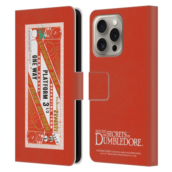 Fantastic Beasts: Secrets of Dumbledore Graphics Train Ticket Leather Book Wallet Case Cover For Apple iPhone 16 Pro